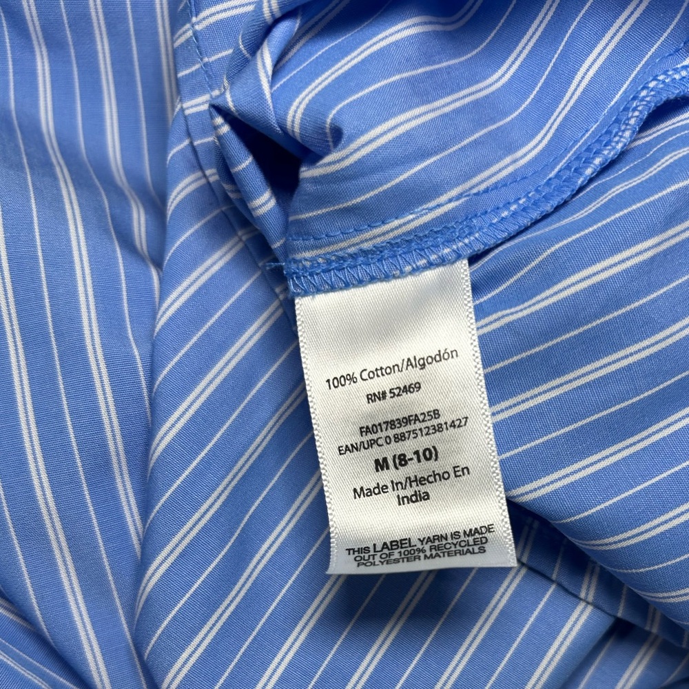 Free Assembly Blue Striped Women's Top with Ties on Sleeve - Picture 5 of 5